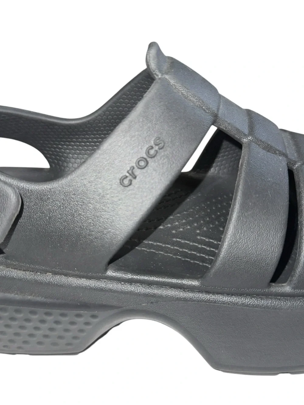 Crocs Stomp Fisherman Sandal Black Womens Size 6 Platform Strappy Clogs Shoes
